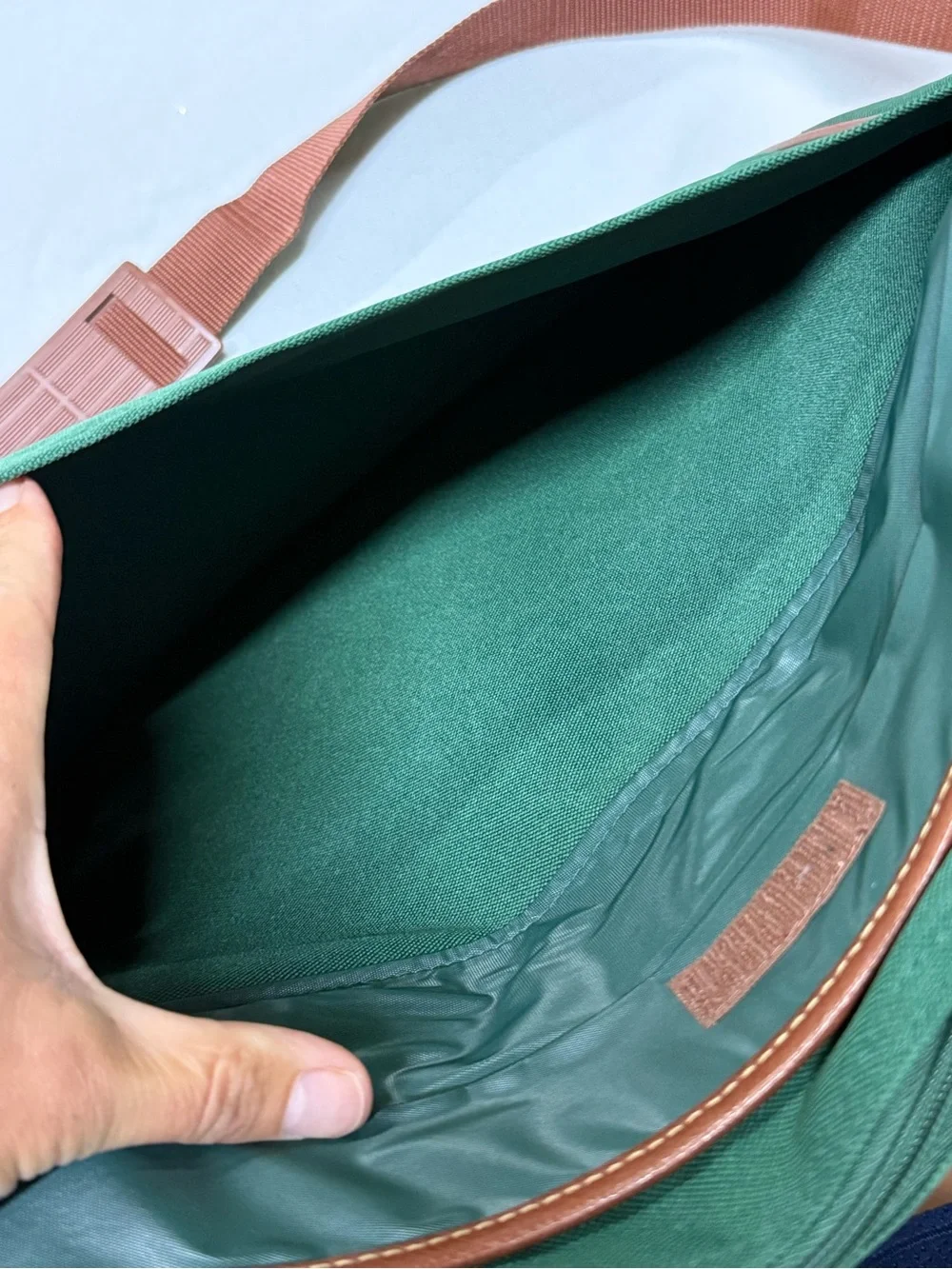 Vintage Polo by Ralph Lauren Dark Green Messenger Bag with Brown Trim
